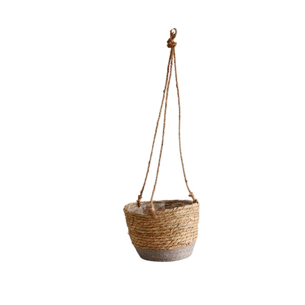 Weaved Hanging Basket - Grey Bottom