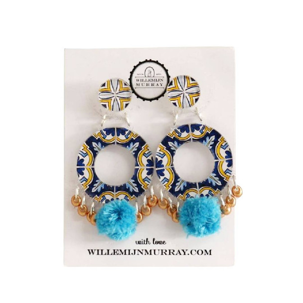 Amalfi Earring - Blue Pompom