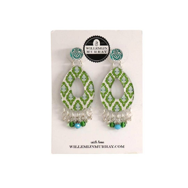 Earrings - Green Pattern