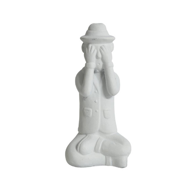 White Sitting Male Figurine / See No Evil / 26cm