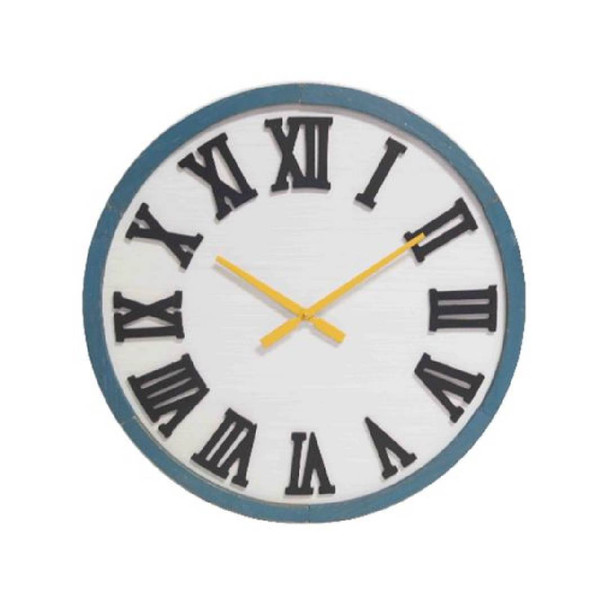 Wall Clock / White Face  with Black Roman Numbers / 60cm