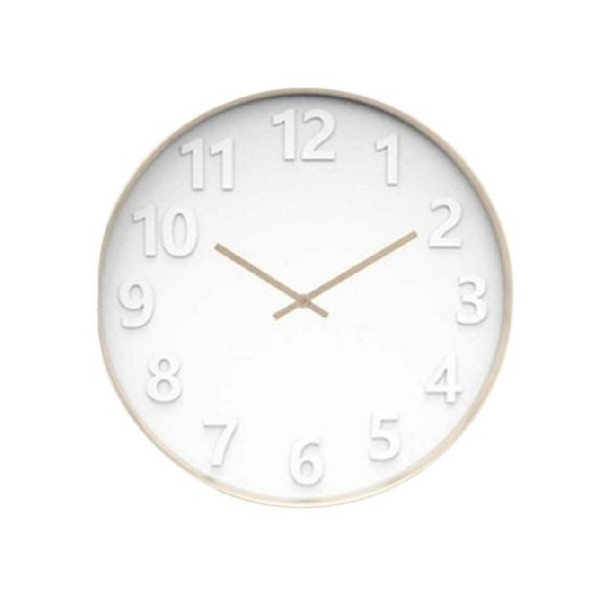 Wall Clock / White with White Dimensional Numbers / 40cm