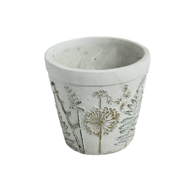 Grey Plant Impression Ceramic Pot Planter