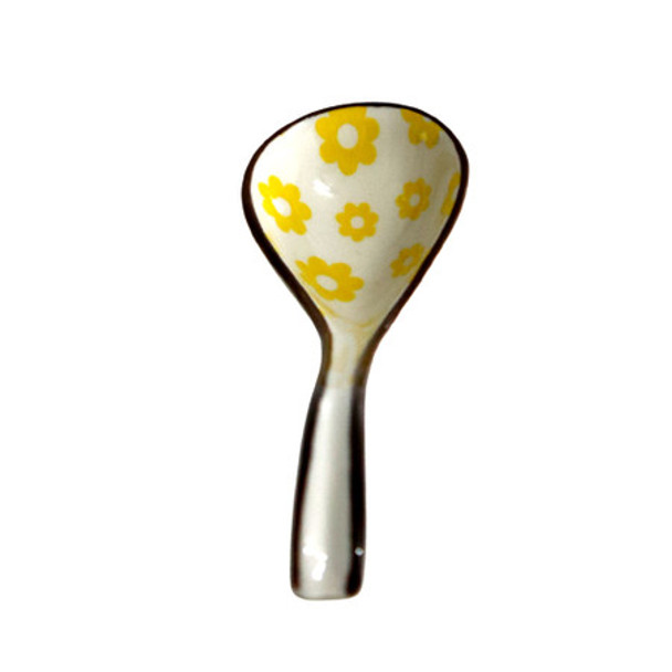 Ceramic Spoon holder / Yellow Flowers