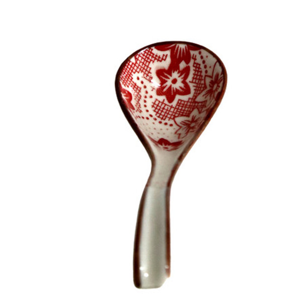 Ceramic Spoon holder / Red Flowers