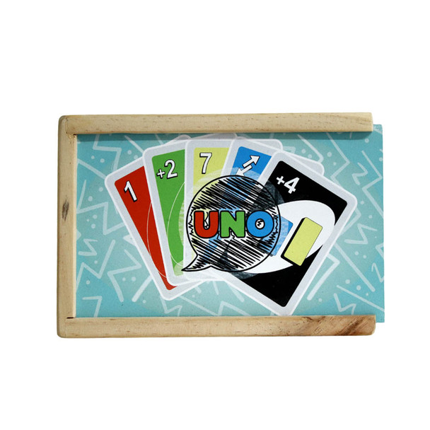 Printed Wooden Uno Box With Uno Cards