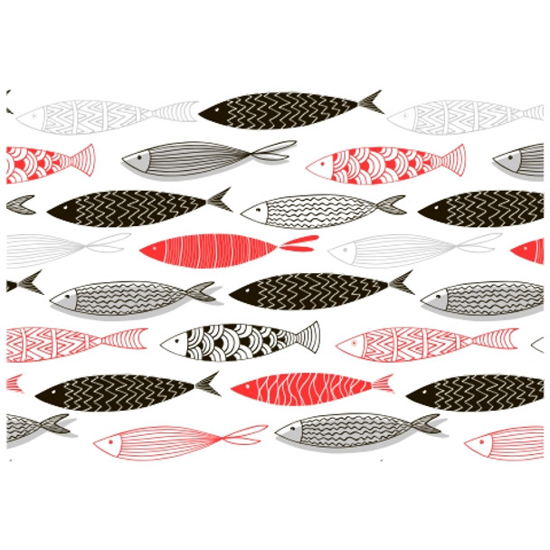 Disposable Placemat - Black And Red Fish