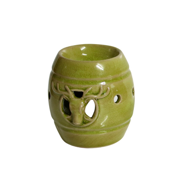 Green Barrel Ceramic Oil Burner - Deer Head