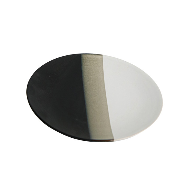 Matt Black, Glossy White & Brown Ceramic Dinner Plate