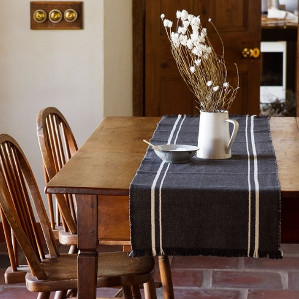 Contemporary Table Runner with Stripes - Charcoal