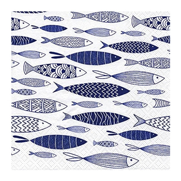 Serviette - Shoal Of Blue Fish (33x33cm)