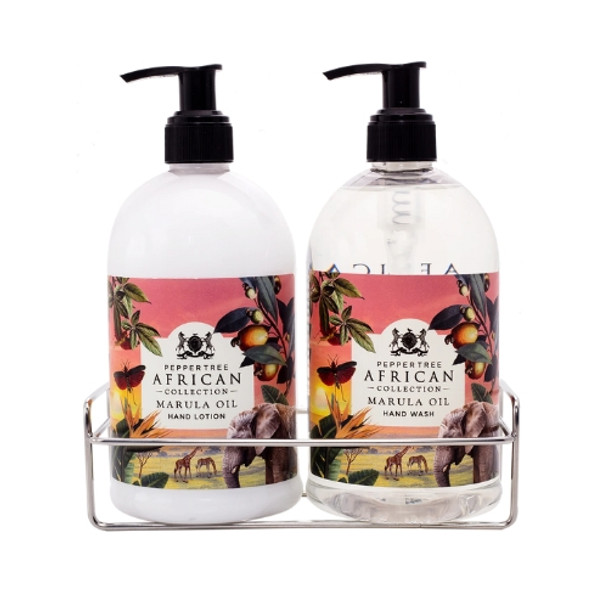 Marula Hand Wash and Hand Lotion Caddy Gift Set