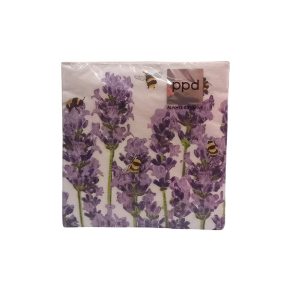 Bees and Lavender / 25x25cm Serviettes