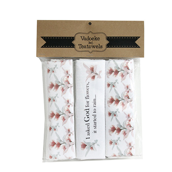 Dishcloth - 3 Pack - I Asked God For Flowers - White