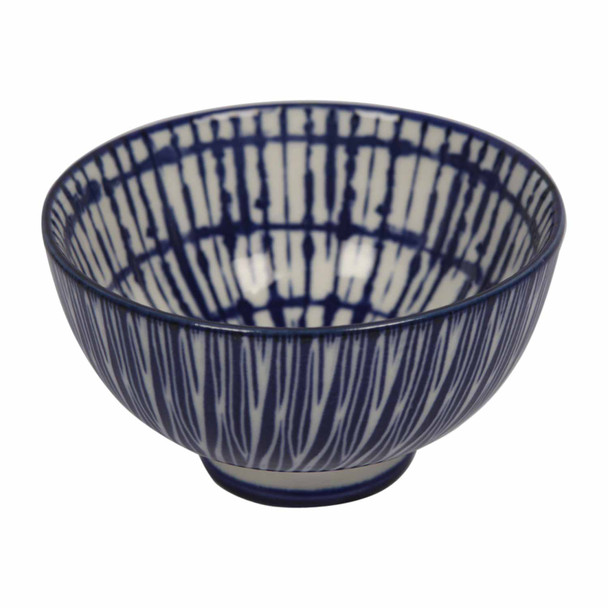 A130608S4B Blue Ceramic Bowl -Zebra Stripes Pattern