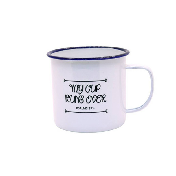 Engraved Enamel Mug - My Cup Runs Over