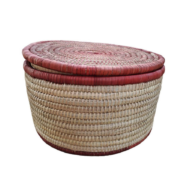 Small Cylinder Basket - Natural/Red