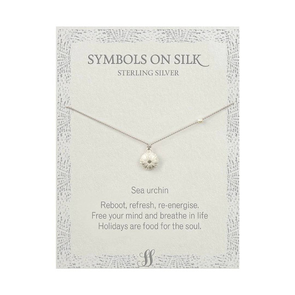 Silk Necklace / Sterling Silver Sea Urchin