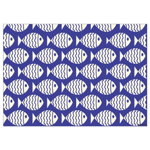 Gift Wrap Sheet - Blue Cream Fish
