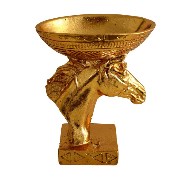 Golden Resin Craft - Horse Head With Bowl