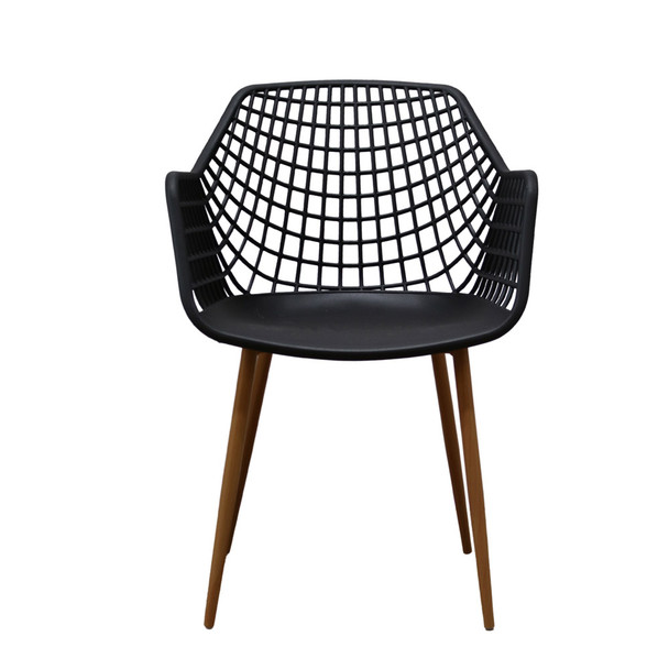 High Crosshatch Back Black Chair