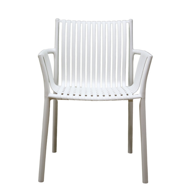 Stackable White Weaved Seat Chair