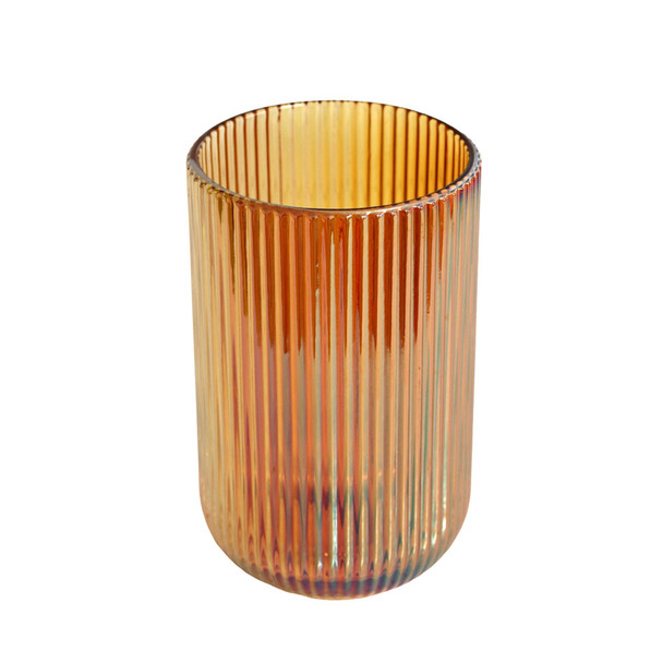 Tall Drinking Glass - Yellow Lined Pattern / WAS: R65.00