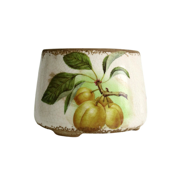 Large Ceramic Footed Pot - Peach Branch