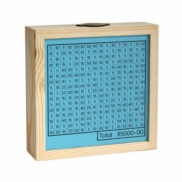 Large Wooden Money Box - Blue SAVE5000