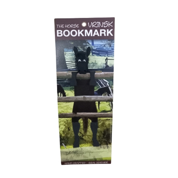 Leather Bookmark - Black Horse
