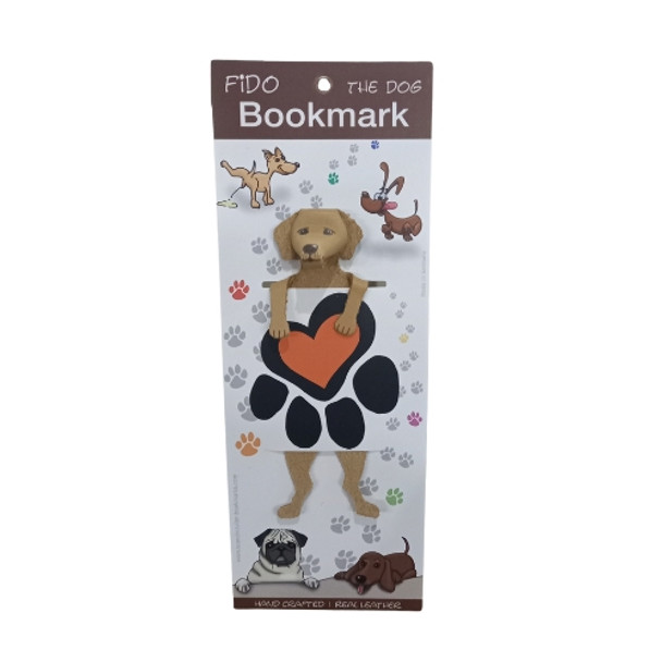 Leather Bookmark - Dog Beige Paws