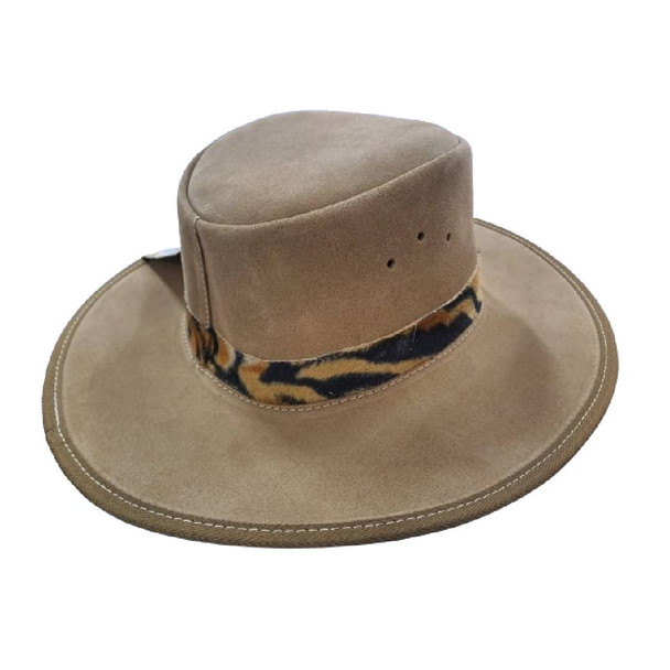 Genuine Suede Hat with Leo Trim