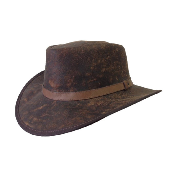 Genuine Wildebeest Oilskin Hat with Leather Band