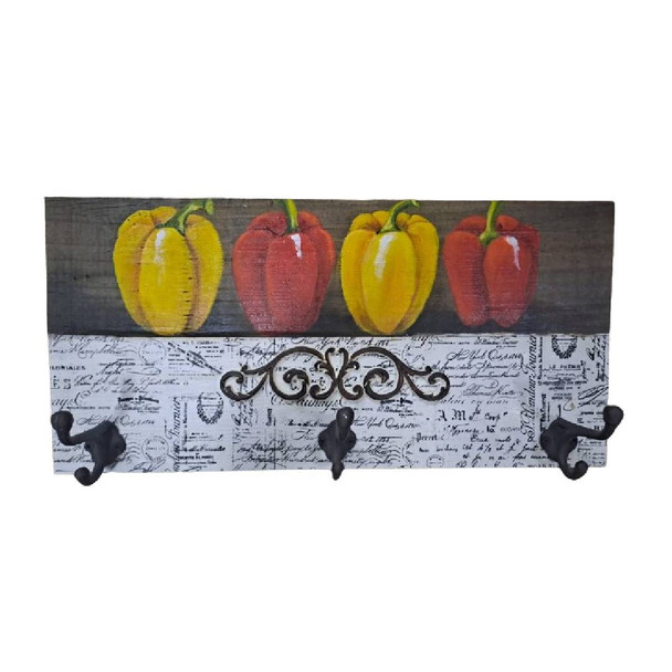 Marie Louise Art - 2 Plank / 3 Hooks - Red & Yellow Peppers