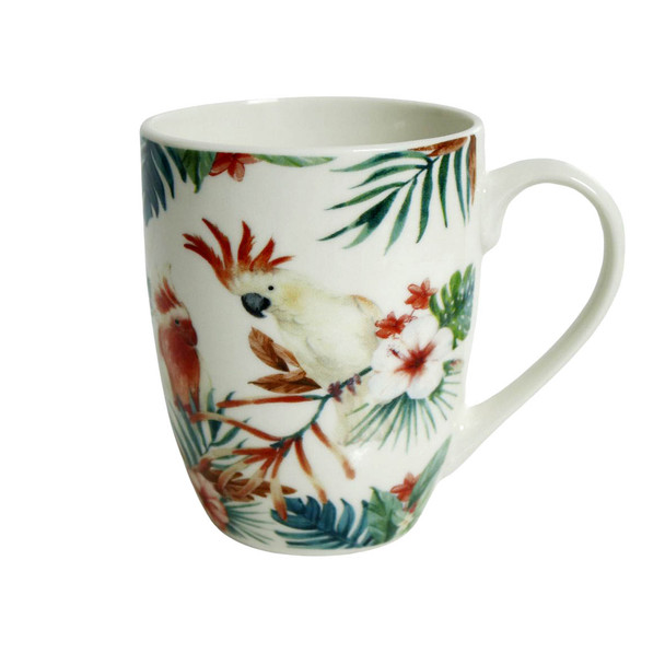 Ceramic Mug - White, Parrots