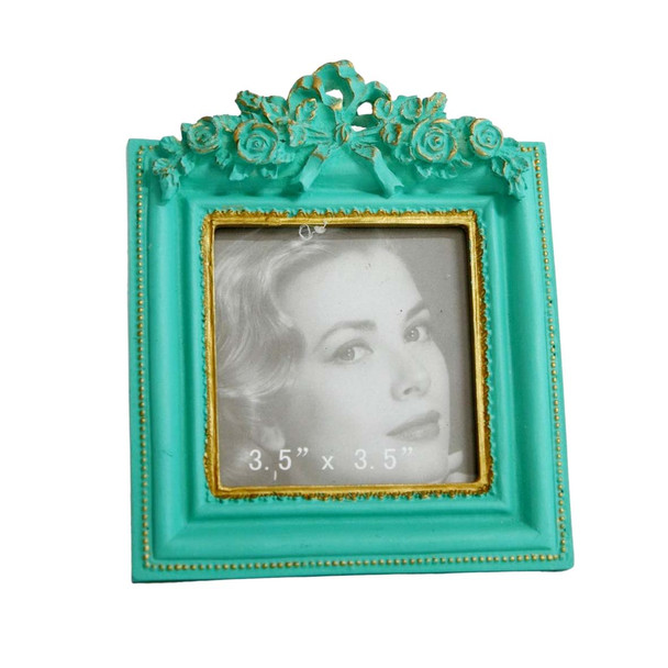 Seagreen Square Rose Bow Photoframe