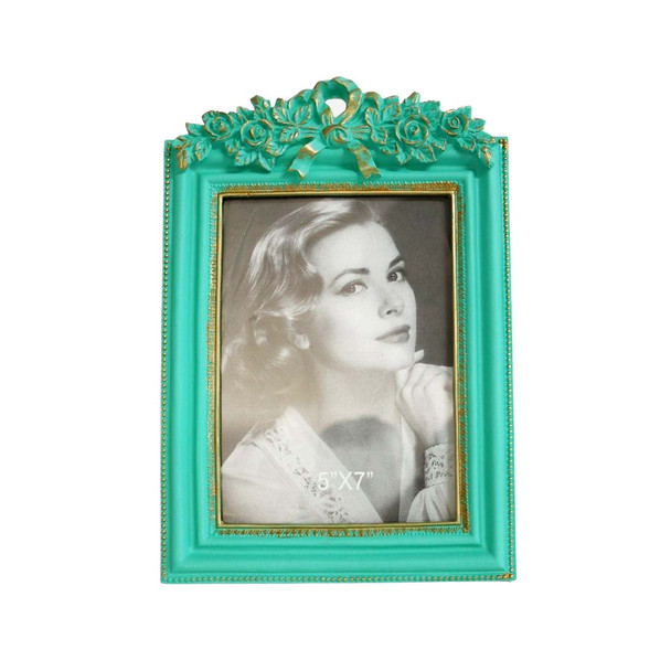 Seagreen Rectangle Rose Bow Photoframe