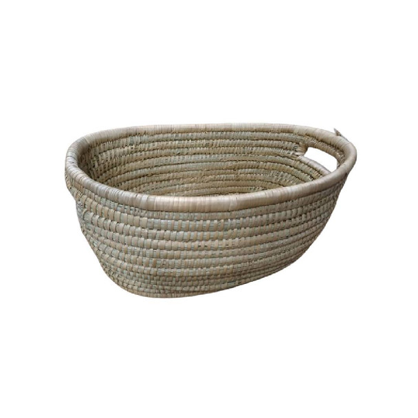 Short Oval Woven Baskets Inner Handle / Natural
