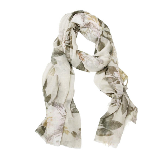 Scarf - Cream And Flowers