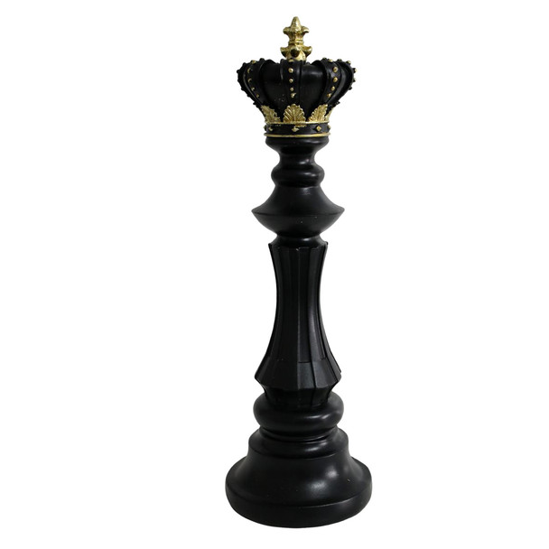 Chess Piece - Black, Gold Trimming King