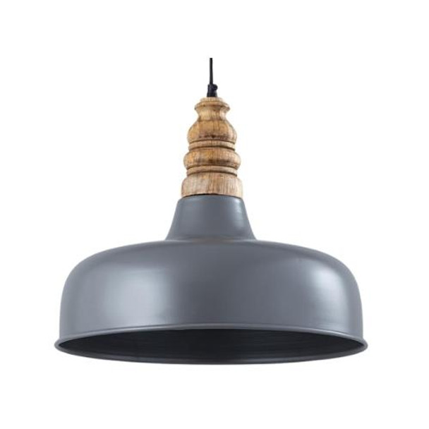 Pendant Lamp - Grey And Wood Bowl