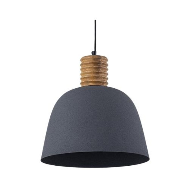 Pendant Lamp - Grey with Wood finish / 34x40cm