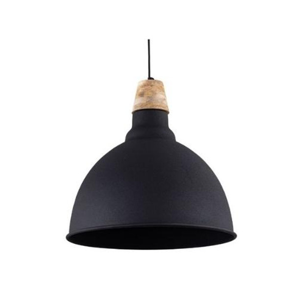 Pendant Lamp - Black And Wood / 41x45cm