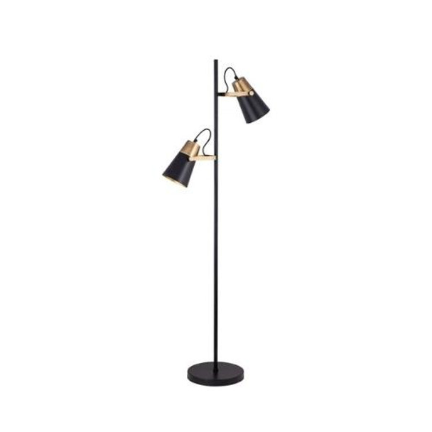 Floor Lamp -  Black & Gold Two Lights / 160cm