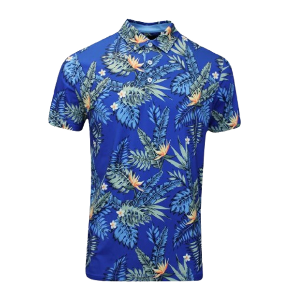 Cloudspun Aloha Polo Golf Shirt - Festive Blue