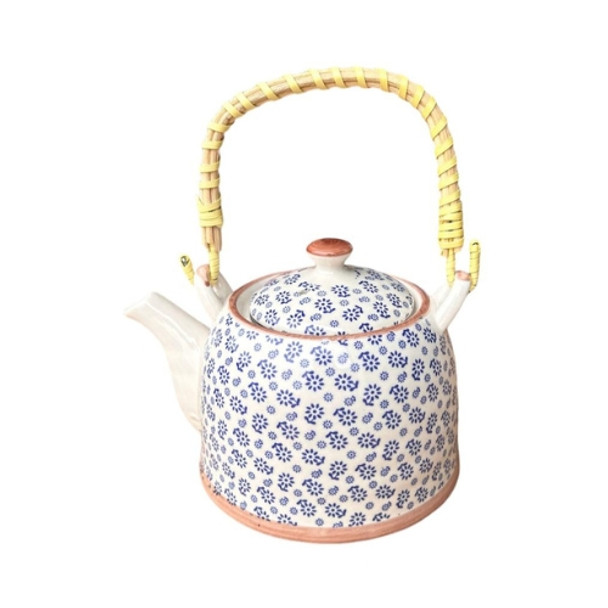 Ceramic Chinese Tea Pot - Blue Tiny Flowers