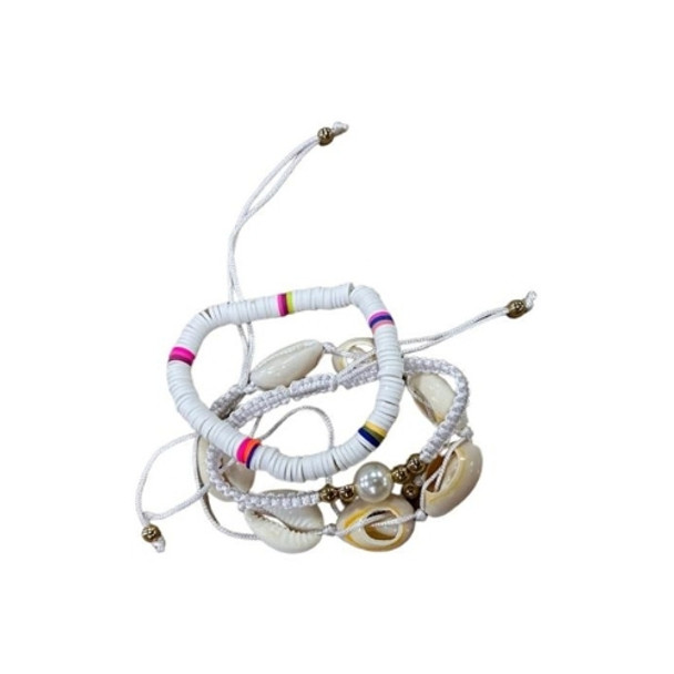 Bracelet Set - Shells, Pearl And White Rings