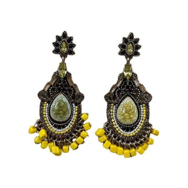 Drop Earrings - Bohemian Yellow Beads