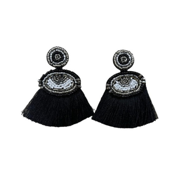 Drop Earring - Bohemian Black Tassel