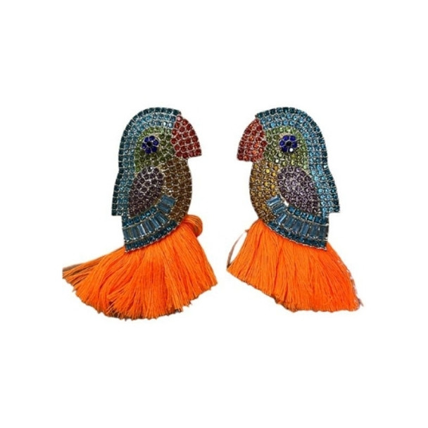 Earrings - Bedazzled Parrots Orange Tail